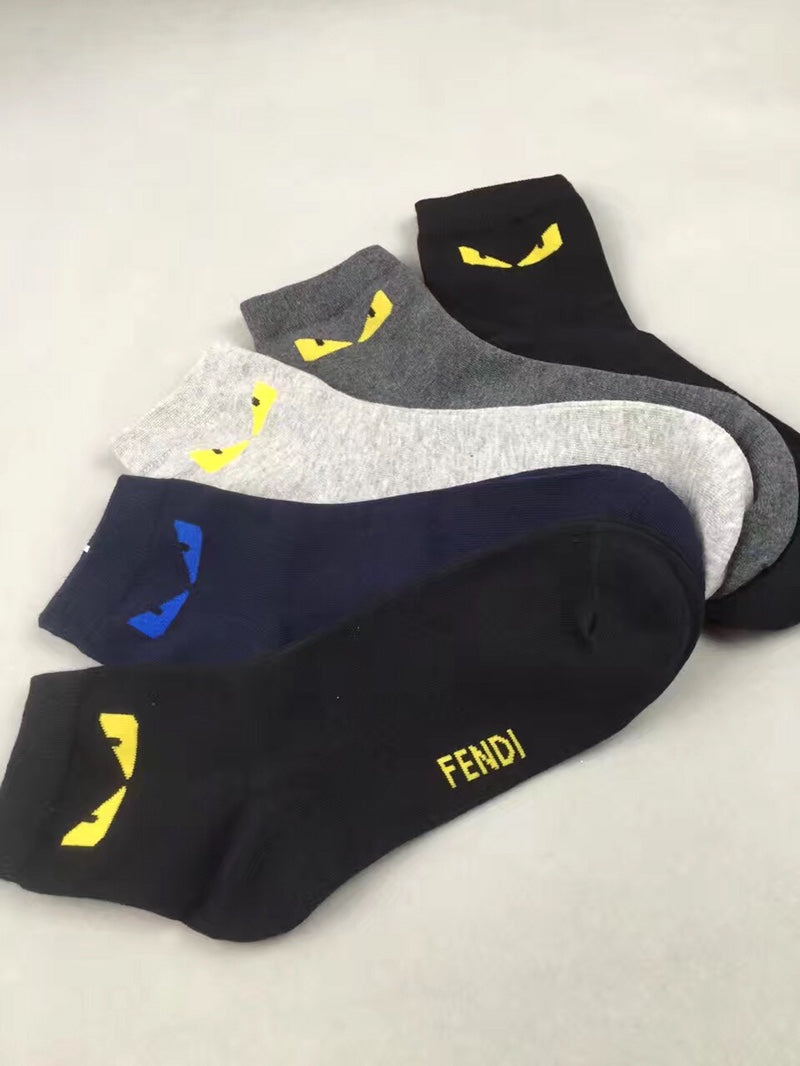Fendi Restrained Logo Details Ankle Socks - 5-Pair Set