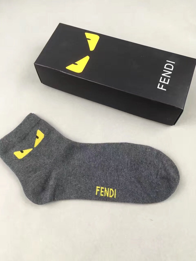 Fendi Restrained Logo Details Ankle Socks - 5-Pair Set