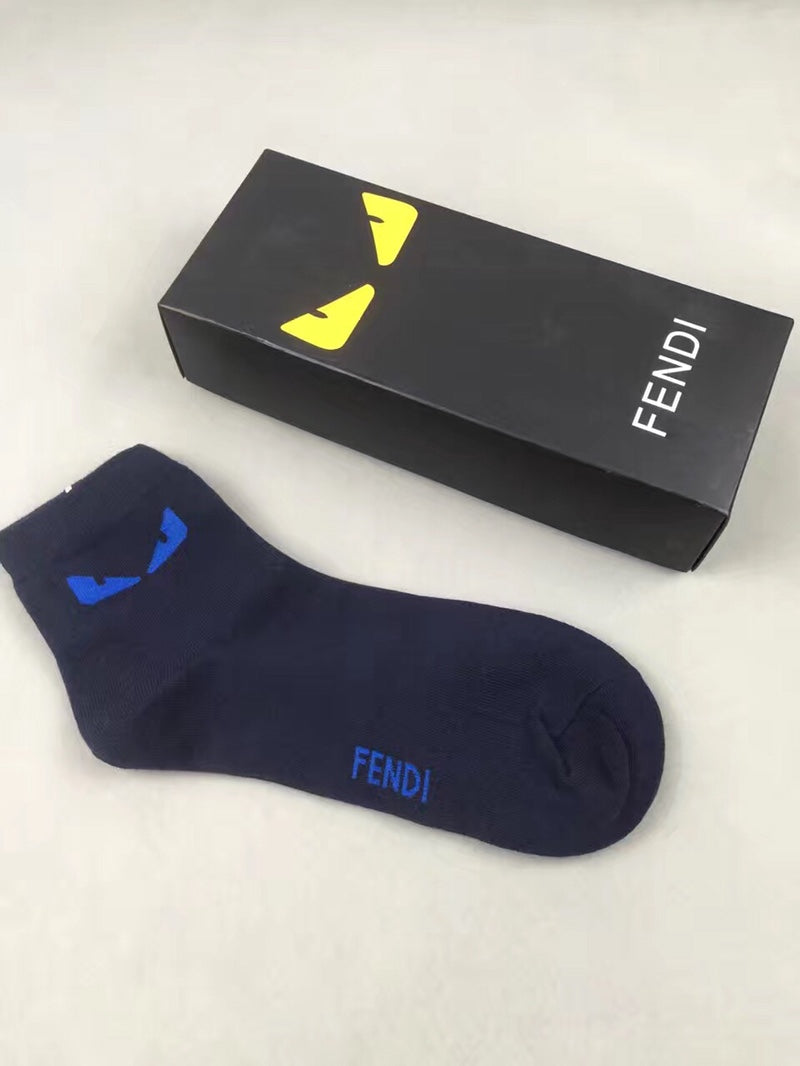 Fendi Restrained Logo Details Ankle Socks - 5-Pair Set