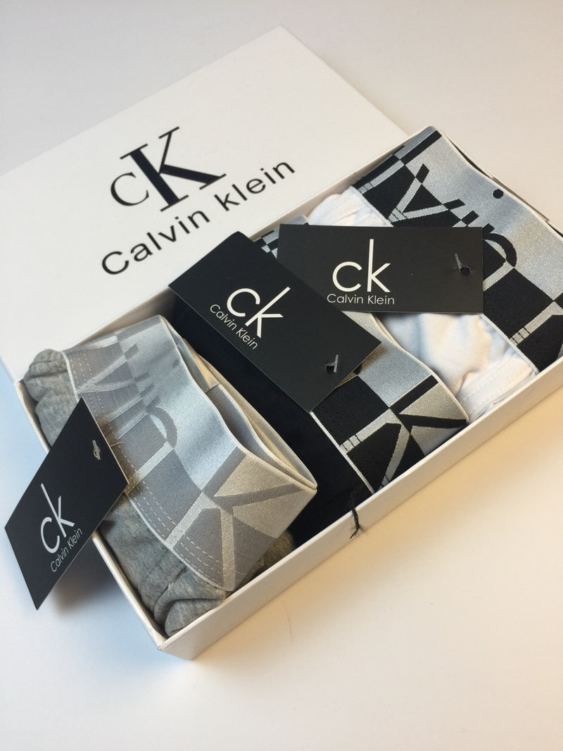 Calvin Klein All-Over Geometric Logo Patterns Men's Boxer Briefs - 3-Piece Box