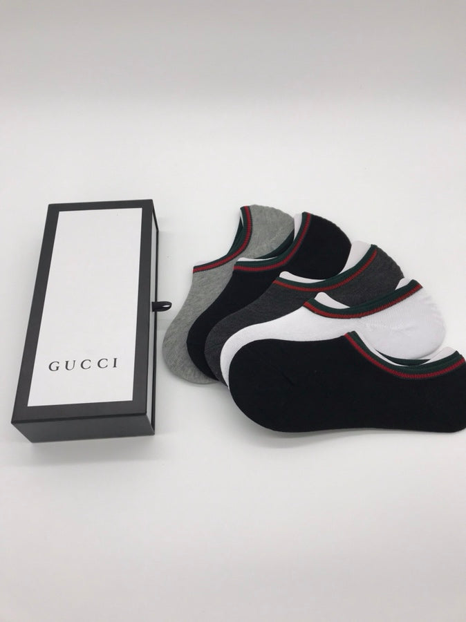 Gucci Contrast Stripe Details No-Show Socks - 5-Pair Set