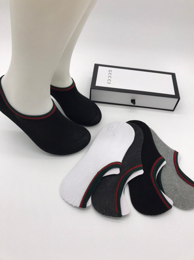 Gucci Contrast Stripe Details No-Show Socks - 5-Pair Set