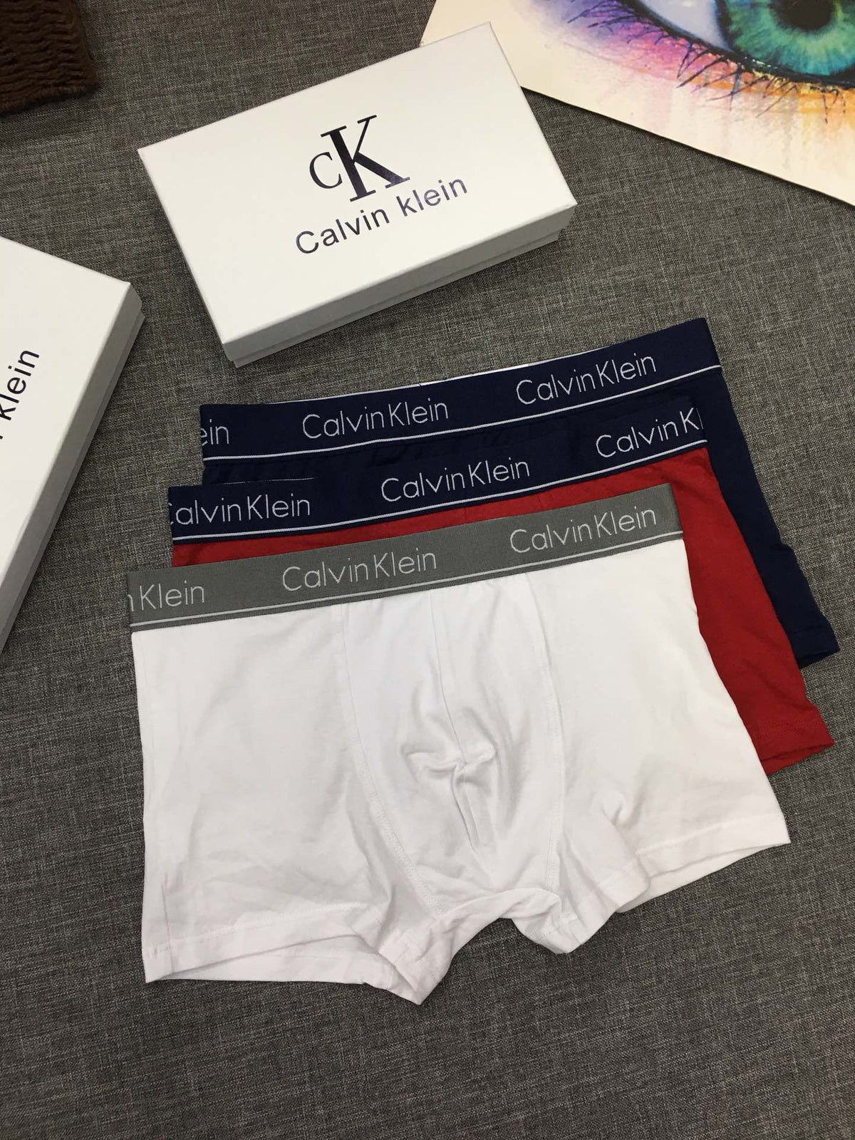 Calvin Klein Cotton-spandex blend Slim Contrast Waistbands Men's Boxer Briefs - 3-Piece Box