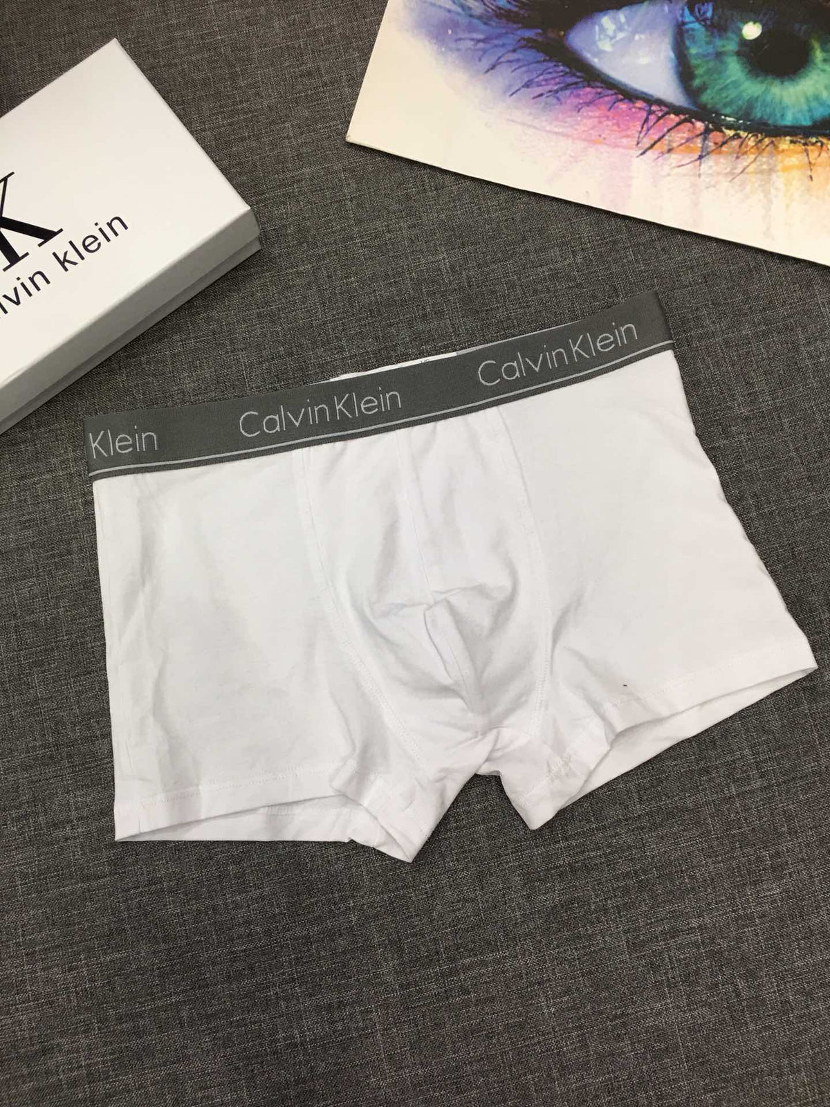 Calvin Klein Cotton-spandex Blue, Green & White Tonal Waistbands Men's Boxer Briefs - 3-Piece Box