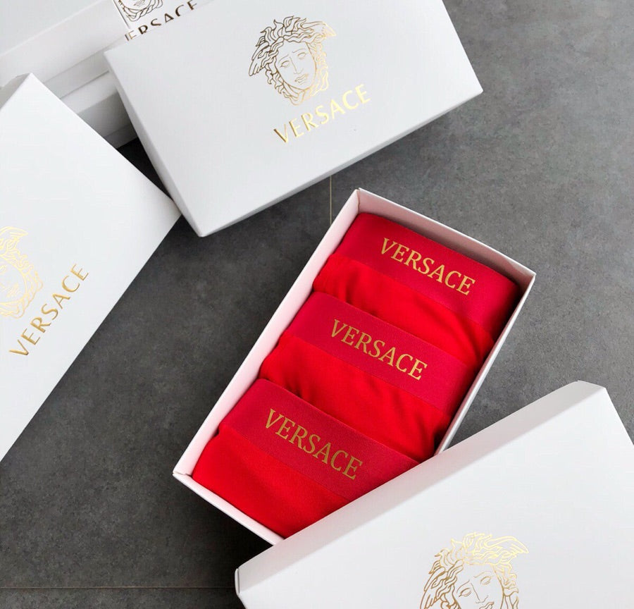 Versace Visible Branded Waistband Or Emblem Details Men's Boxer Briefs - 3-Piece Box
