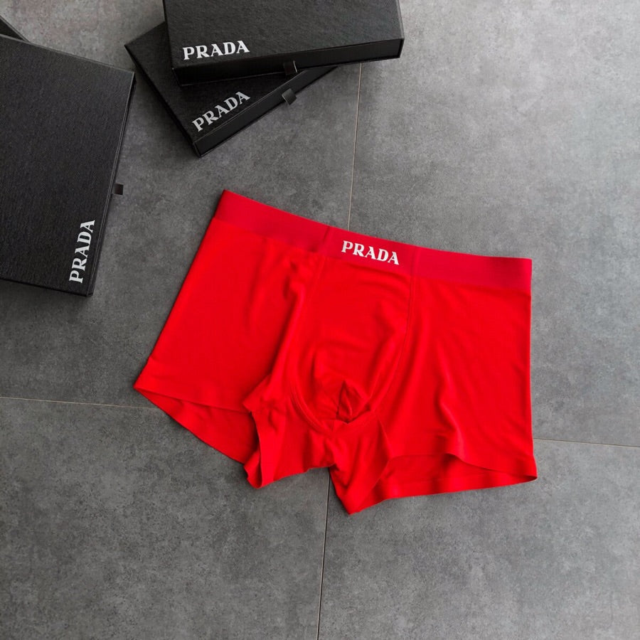 Prada Red Wordmark Boxer Briefs 3-Piece Box Collection Essentials