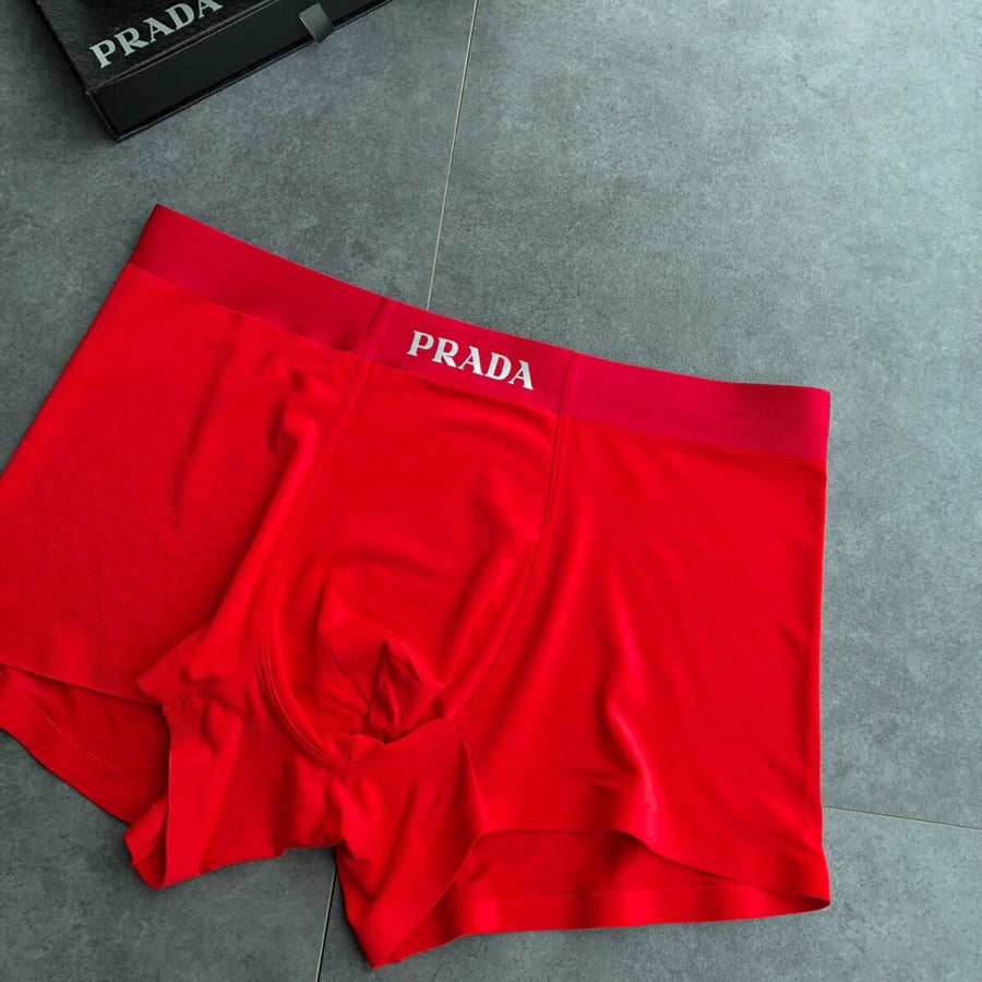 Prada Red Wordmark Boxer Briefs 3-Piece Box Collection Essentials
