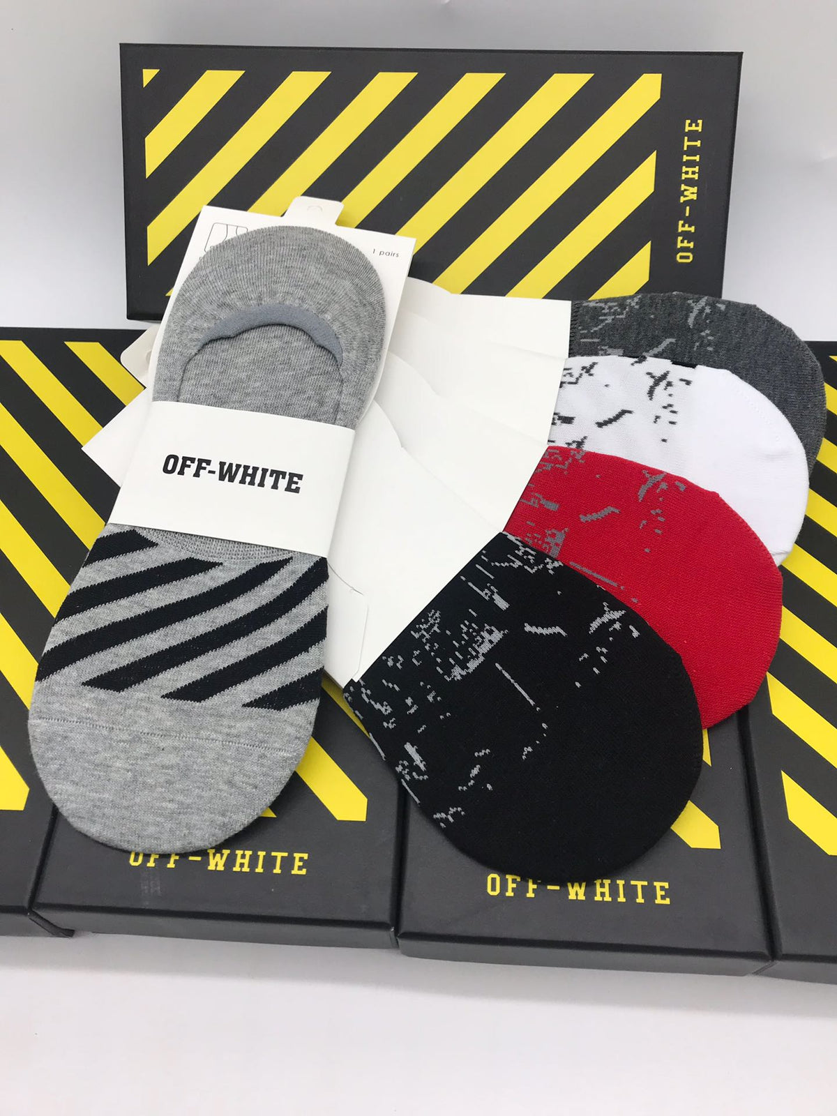 Off-White Striped Details No-Show Socks - 5-Pair Set