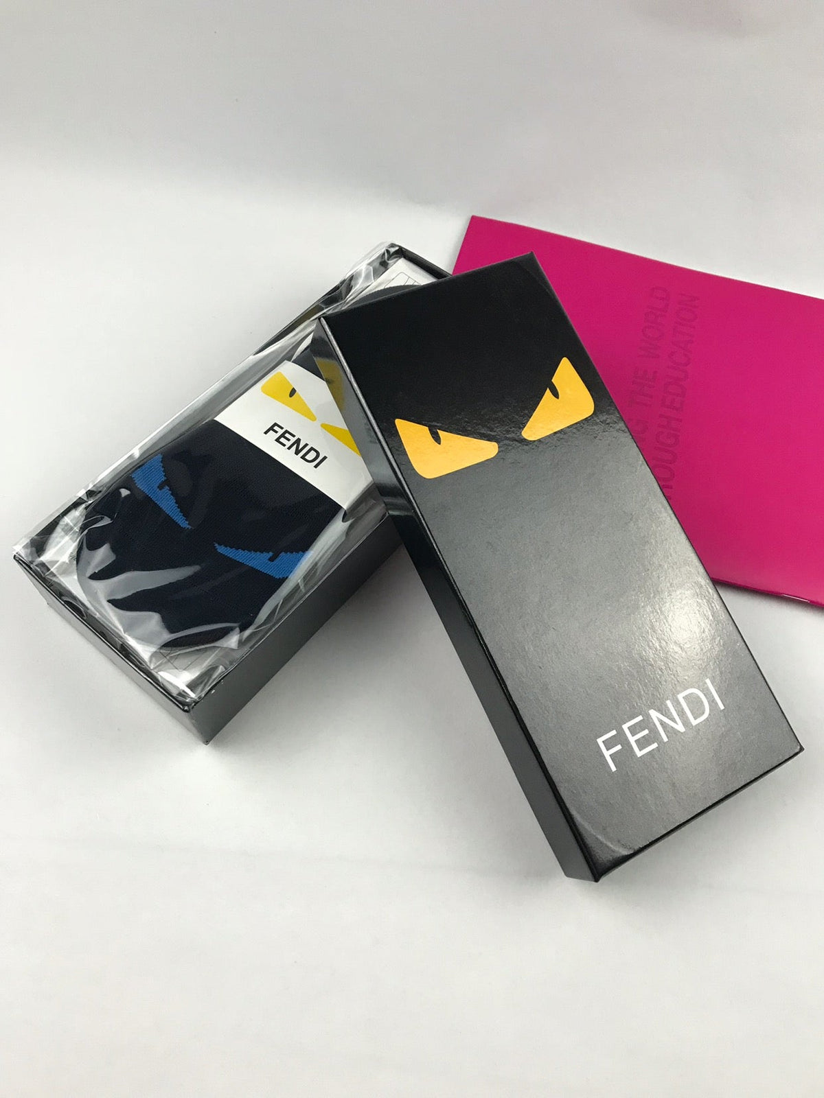 Fendi Yellow Accent Panels No-Show Socks - 5-Pair Set