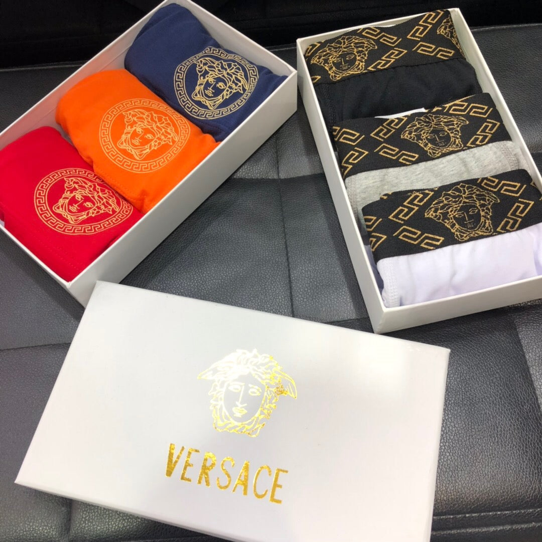Versace Cotton Pastel Colour Tonal Waistbands Men's Boxer Briefs - 3-Piece Box