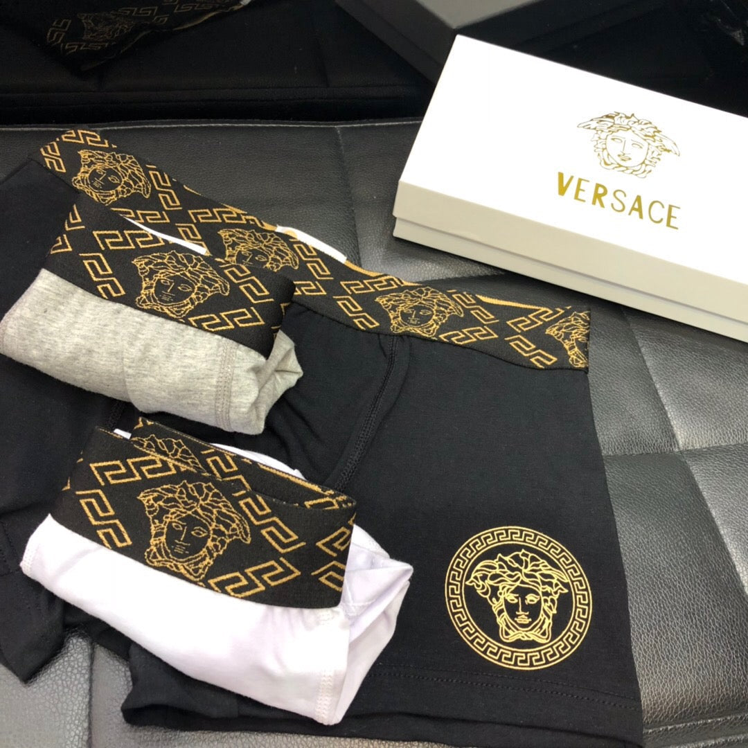 Versace Ornate Gold-Tone Waistbands And Medallion Details Men's Briefs - 3-Piece Box
