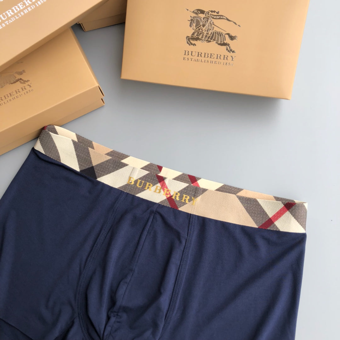 Burberry Visible Waistband, Colour And Emblem Details Men's Boxer Briefs - 3-Piece Box