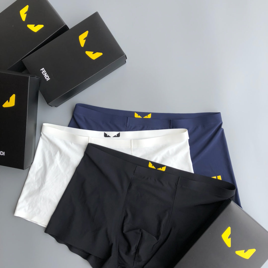 Fendi Goat-milk silk Small Eye Details Men's Boxer Briefs - 3-Piece Box