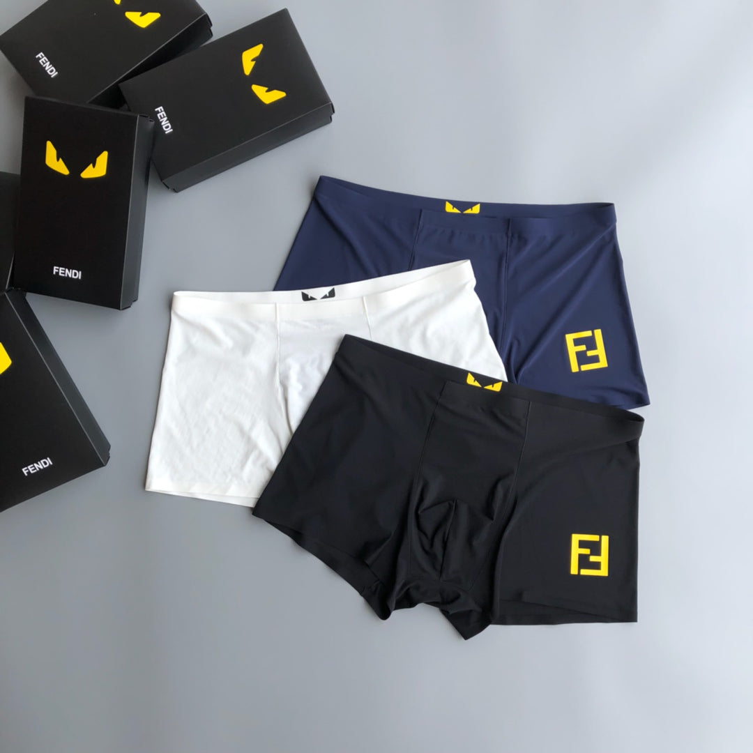 Fendi Goat-milk silk Small Eye Details Men's Boxer Briefs - 3-Piece Box
