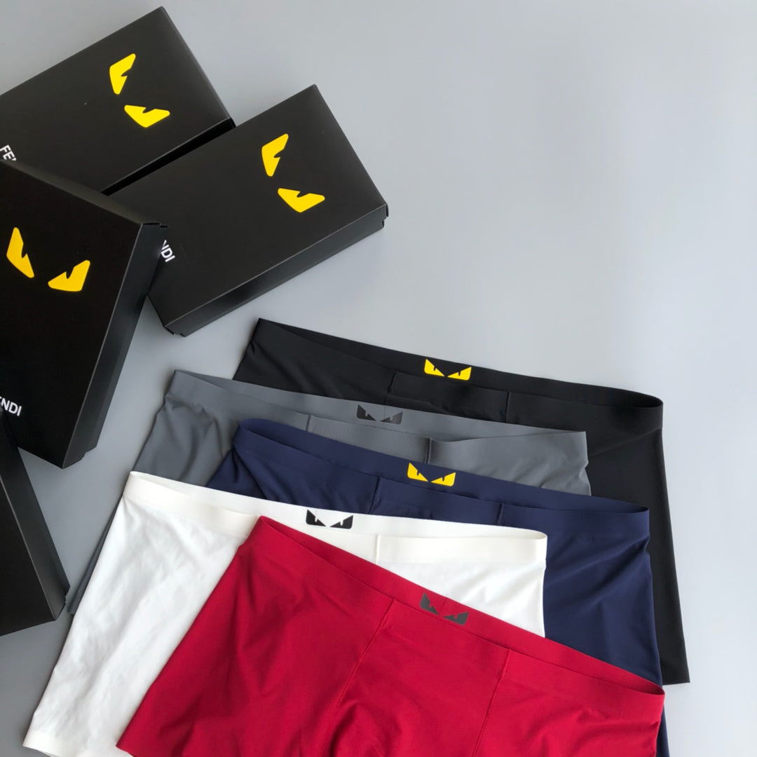 Fendi Goat-milk silk Small Eye Details Men's Boxer Briefs - 3-Piece Box
