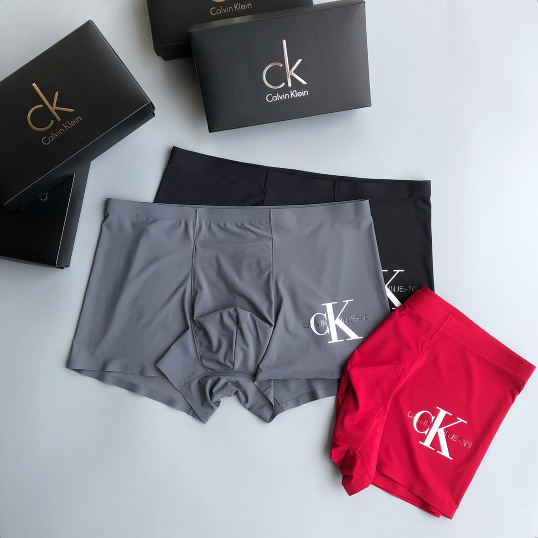 Calvin Klein Visible All-Over Pattern And Logo Details Men's Boxer Briefs - 3-Piece Box