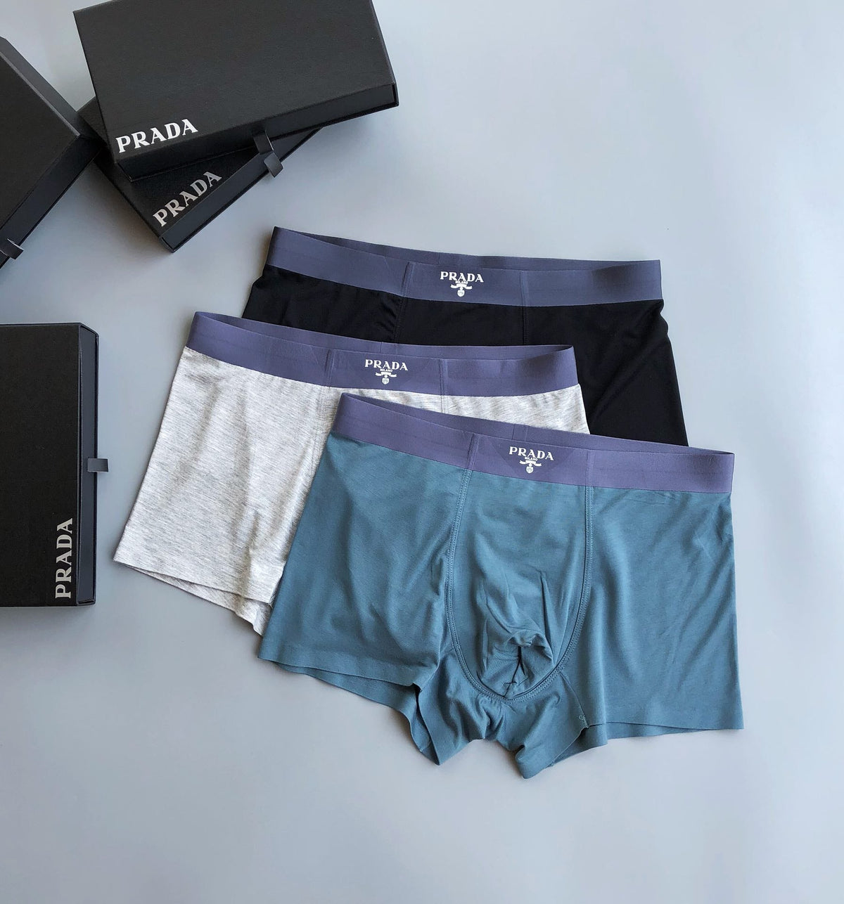 Prada Triangular Emblem Details Men's Boxer Briefs - 3-Piece Box