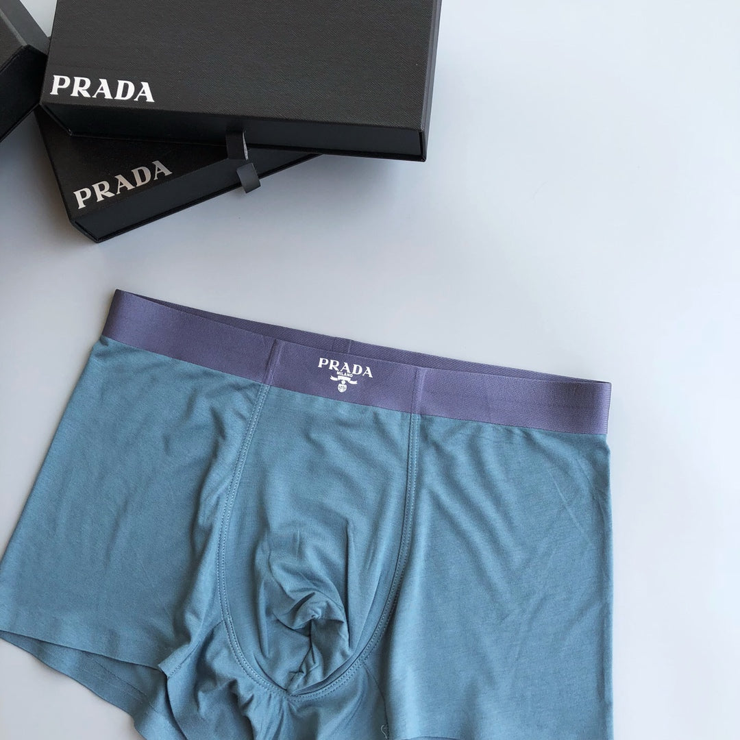 Prada Visible Colour, Waistband And Emblem Details Men's Boxer Briefs - 3-Piece Box