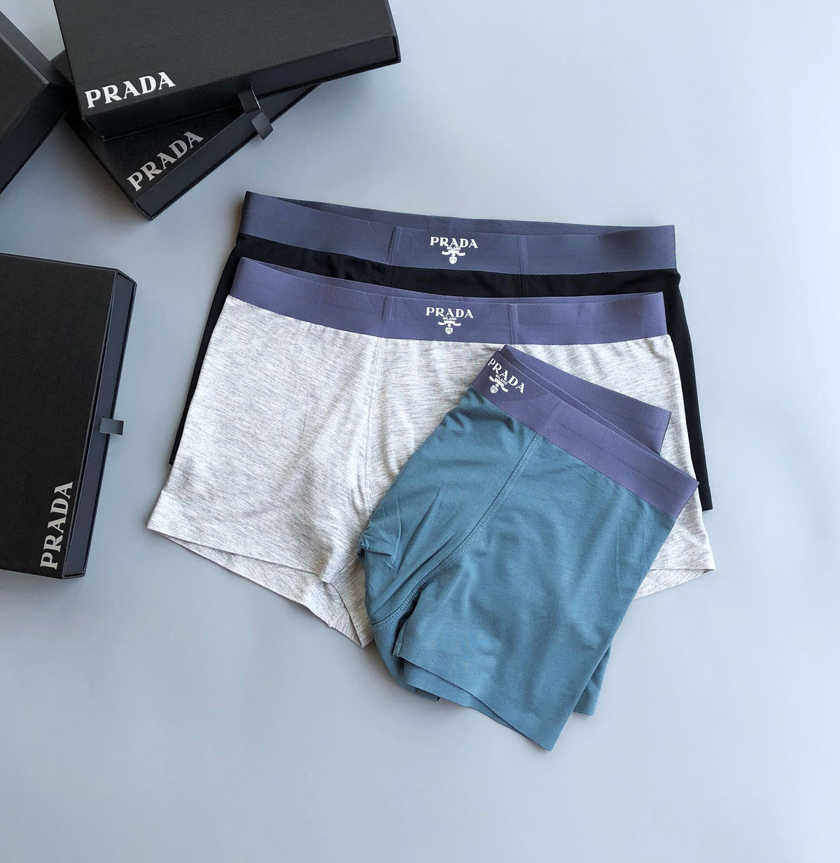 Prada Visible Branded Waistband Or Emblem Details Men's Boxer Briefs - 3-Piece Box