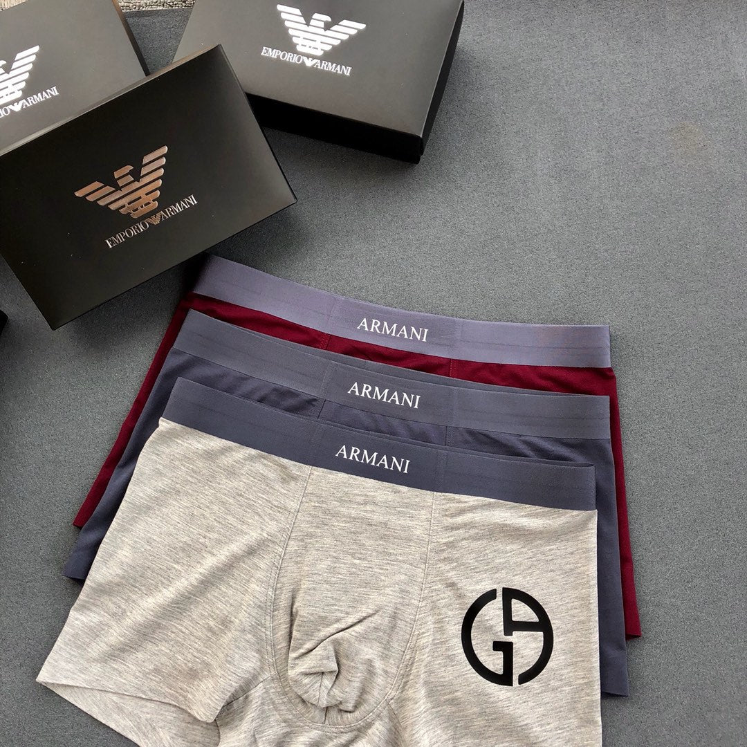 Armani Modal-Blend Logo Detail Men's Boxer Briefs - 3-Piece Box