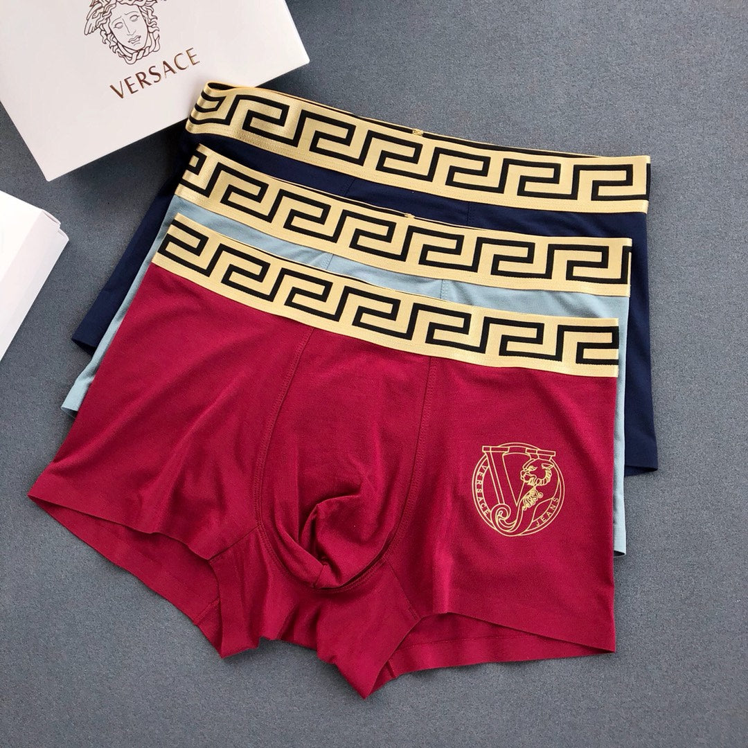 Versace Visible Waistband, Colour And Emblem Details Men's Boxer Briefs - 3-Piece Box