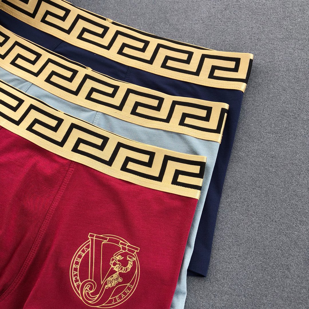 Versace Visible Waistband, Colour And Emblem Details Men's Boxer Briefs - 3-Piece Box