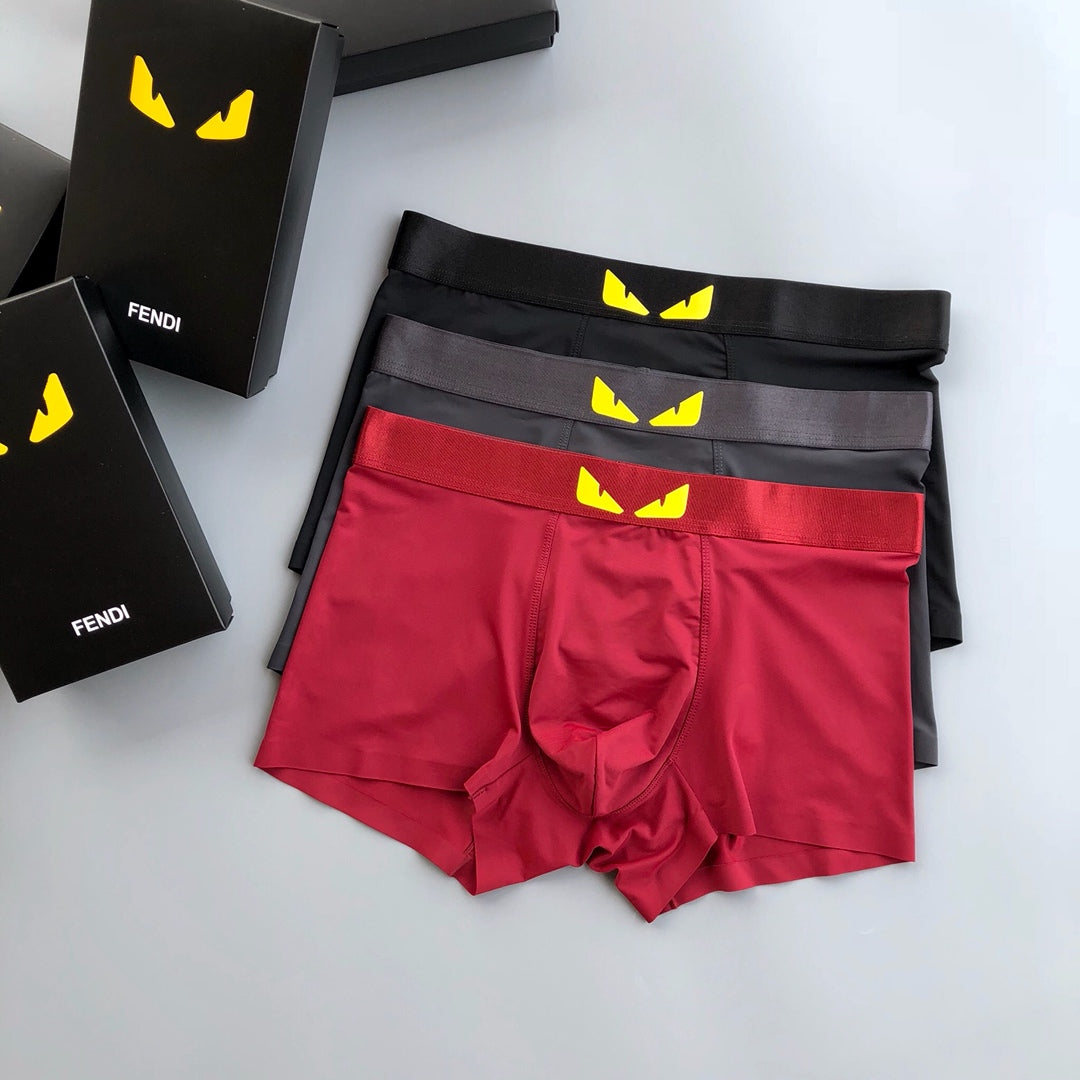 Fendi Yellow Eye-Style Waistband Details Men's Boxer Briefs - 3-Piece Box