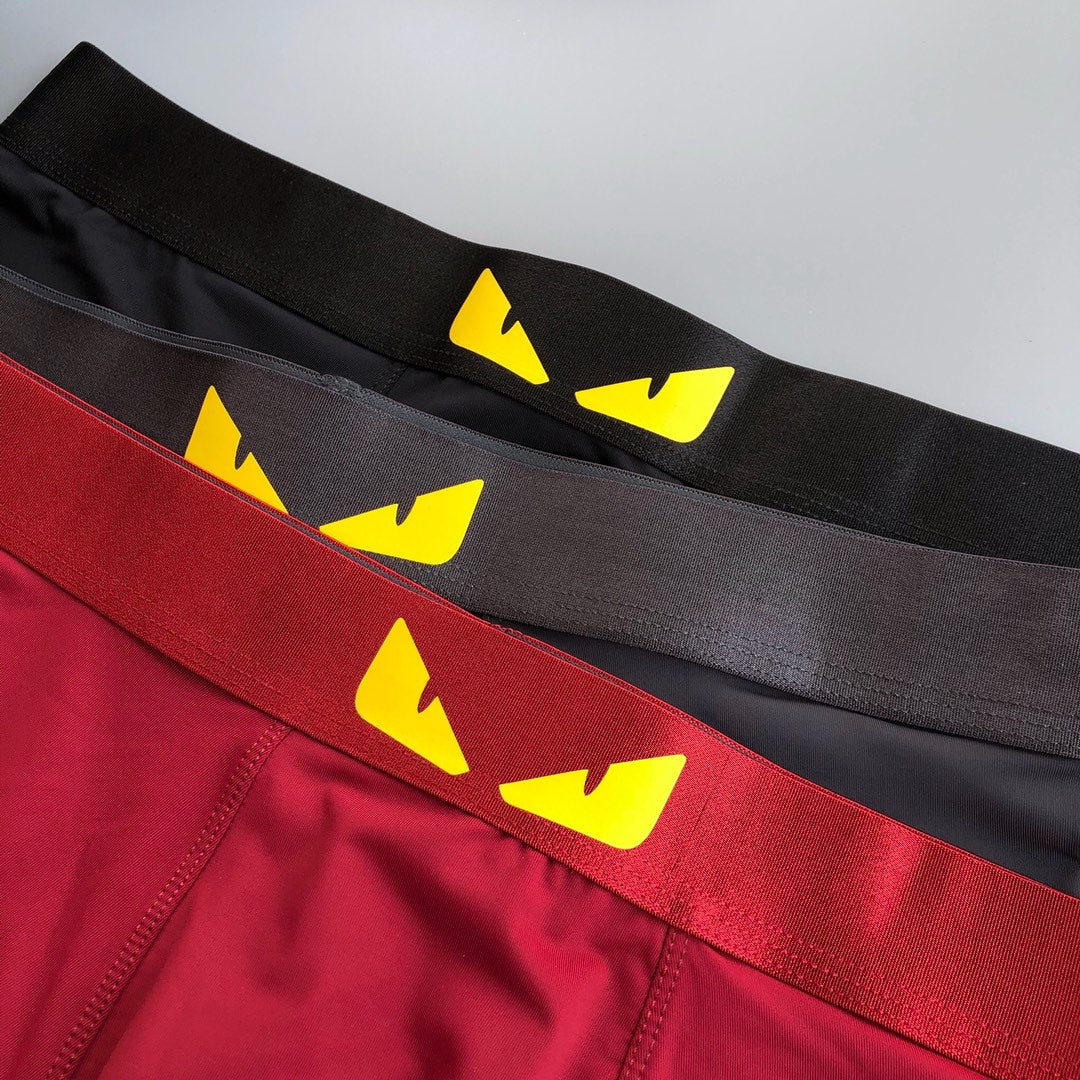 Fendi Yellow Eye-Style Waistband Details Men's Boxer Briefs - 3-Piece Box