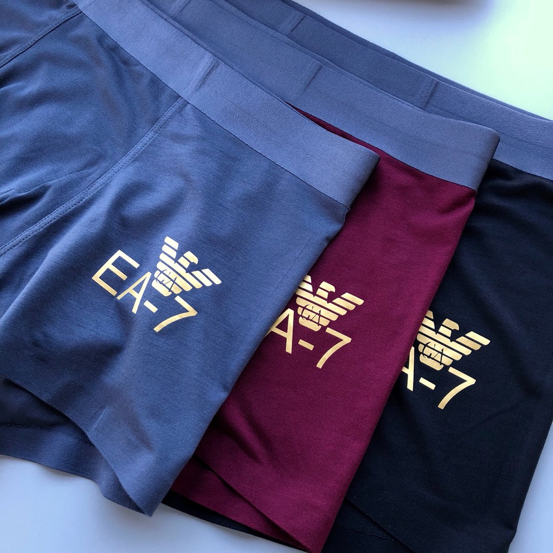 Armani Gold-Tone Ea7 Details Men's Boxer Briefs - 3-Piece Box