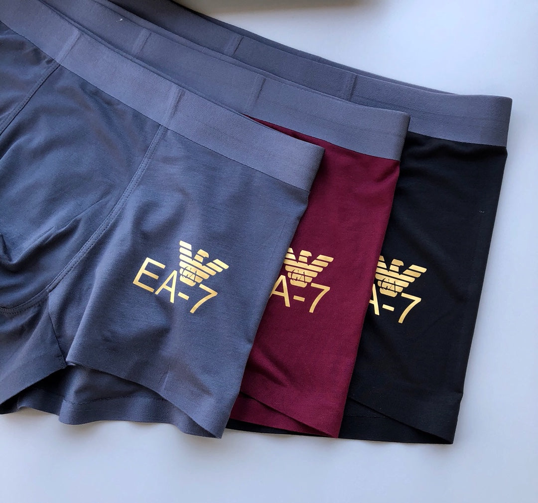 Armani Gold-Tone Ea7 Details Men's Boxer Briefs - 3-Piece Box