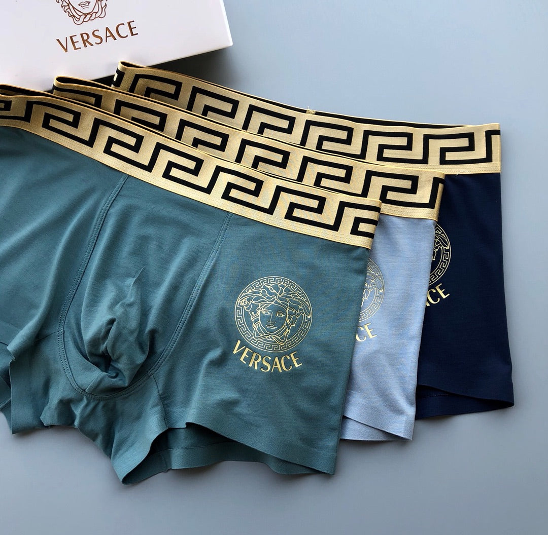 Versace Visible Branded Waistband Or Emblem Details Men's Boxer Briefs - 3-Piece Box