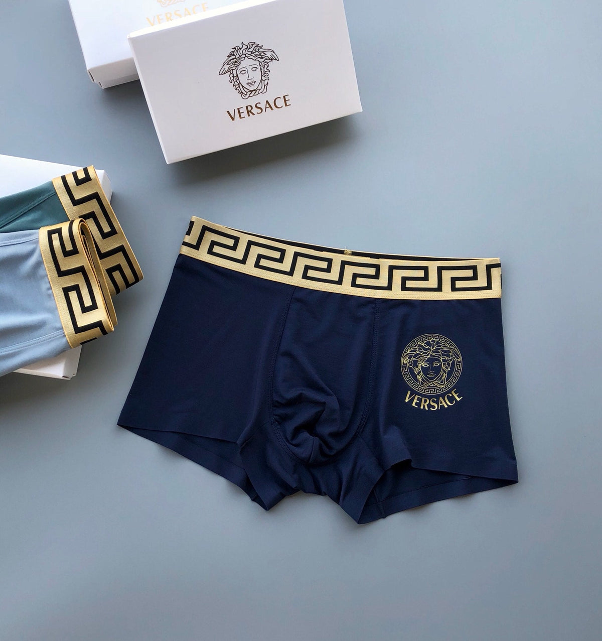 Versace Visible Branded Waistband Or Emblem Details Men's Boxer Briefs - 3-Piece Box
