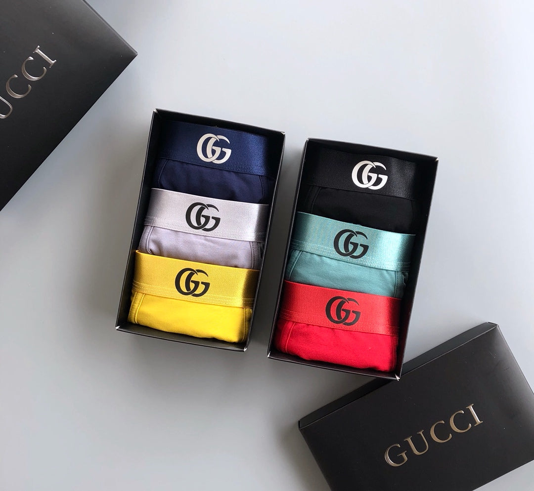 Gucci Cotton-Blend Logo Detail Men's Boxer Briefs - 3-Piece Box