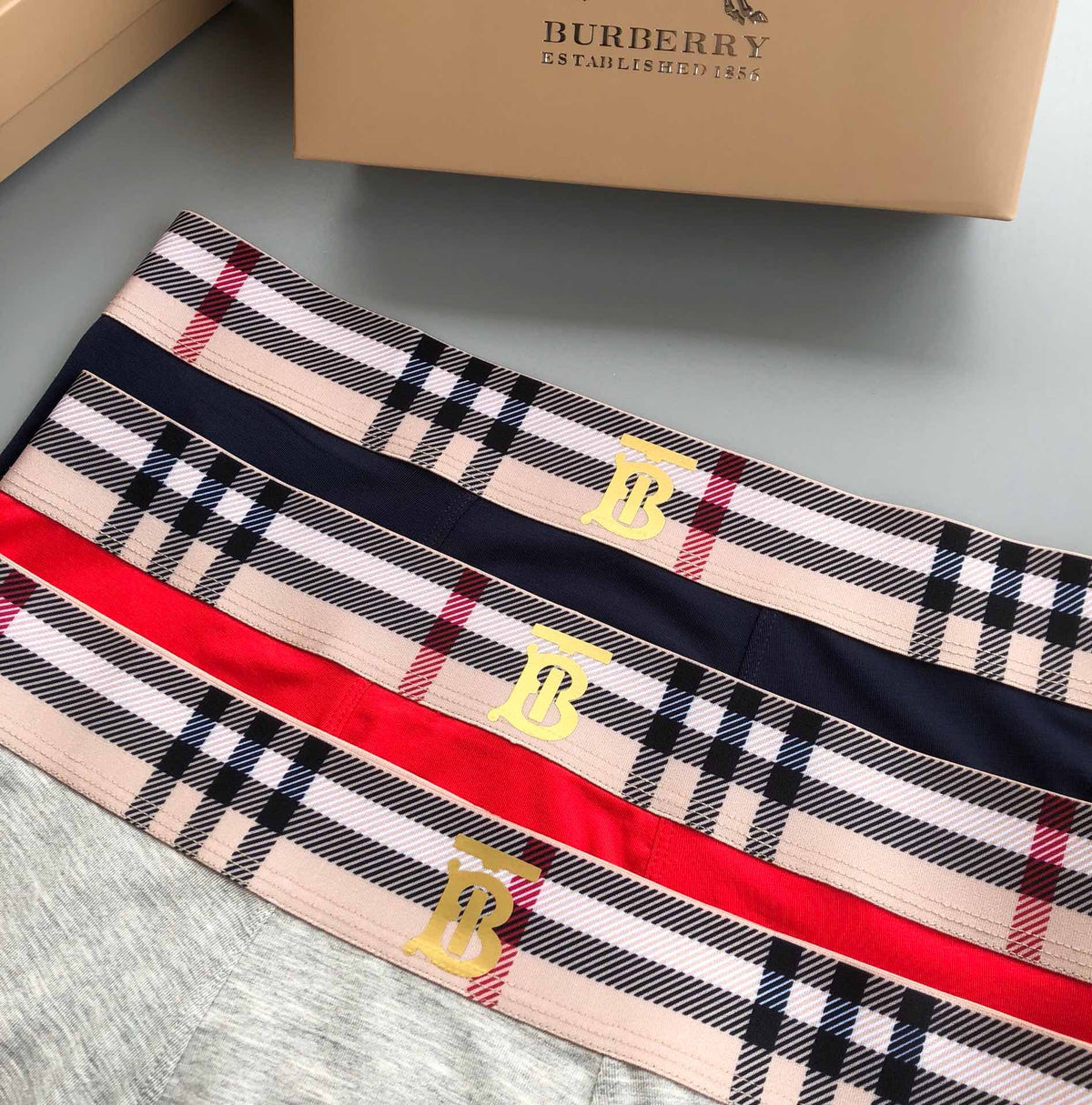 Burberry Check-Inspired Waistbands And Horse Details Men's Boxer Briefs - 3-Piece Box