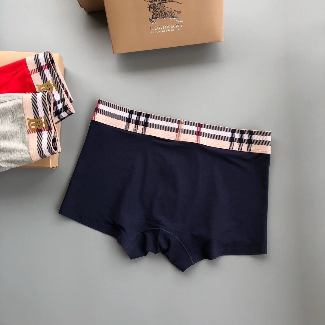 Burberry Visible Colour, Waistband And Emblem Details Men's Boxer Briefs - 3-Piece Box
