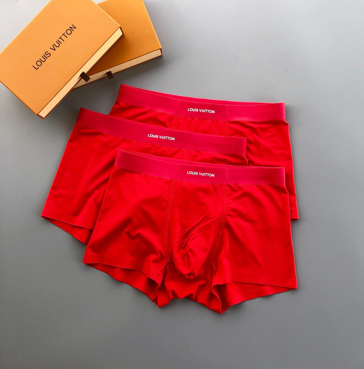 Louis Vuitton Red Three-Tone Boxer Briefs 3-Piece Box Collection