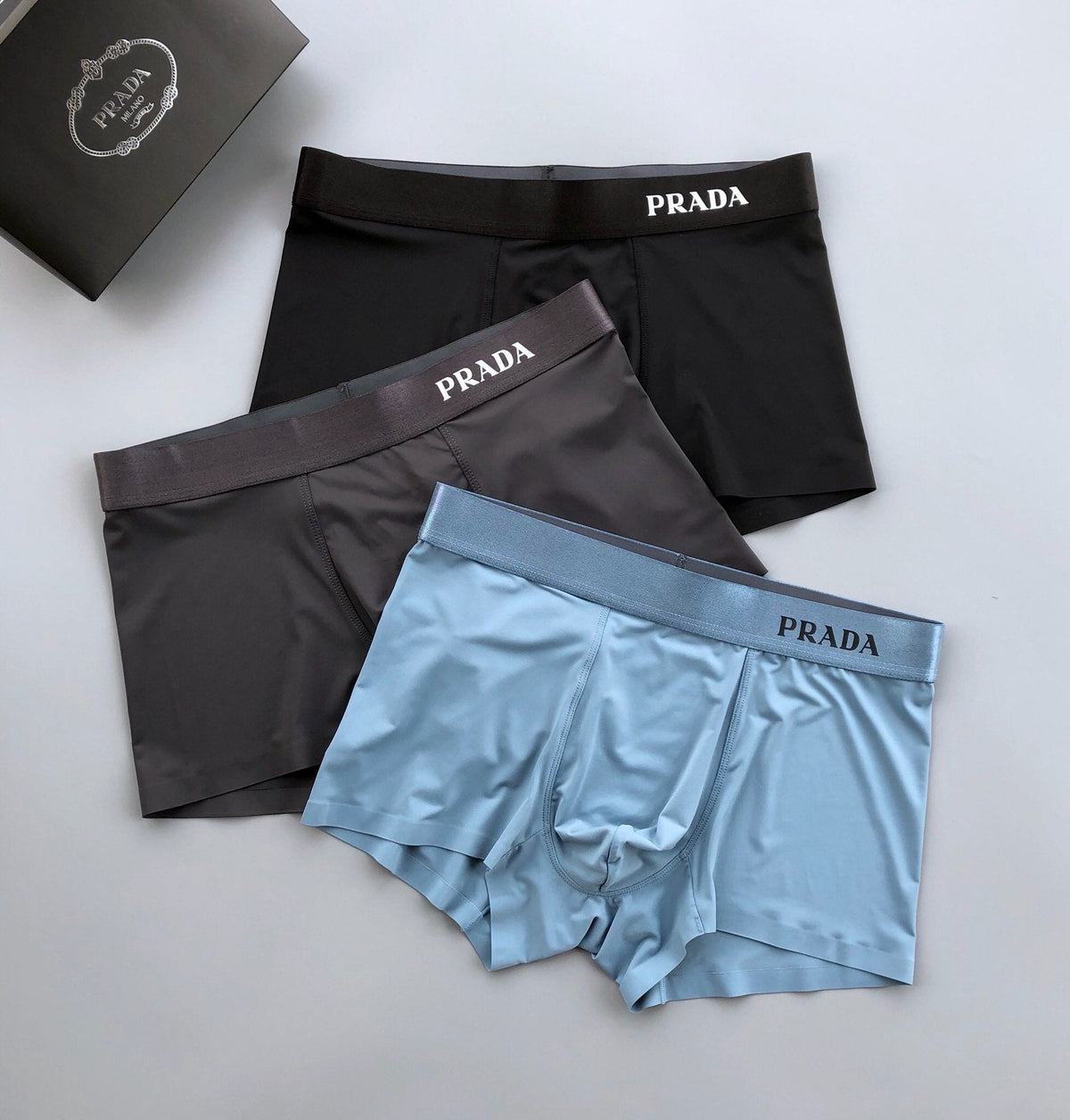 Prada Clean Logo Waistbands Men's Boxer Briefs - 3-Piece Box