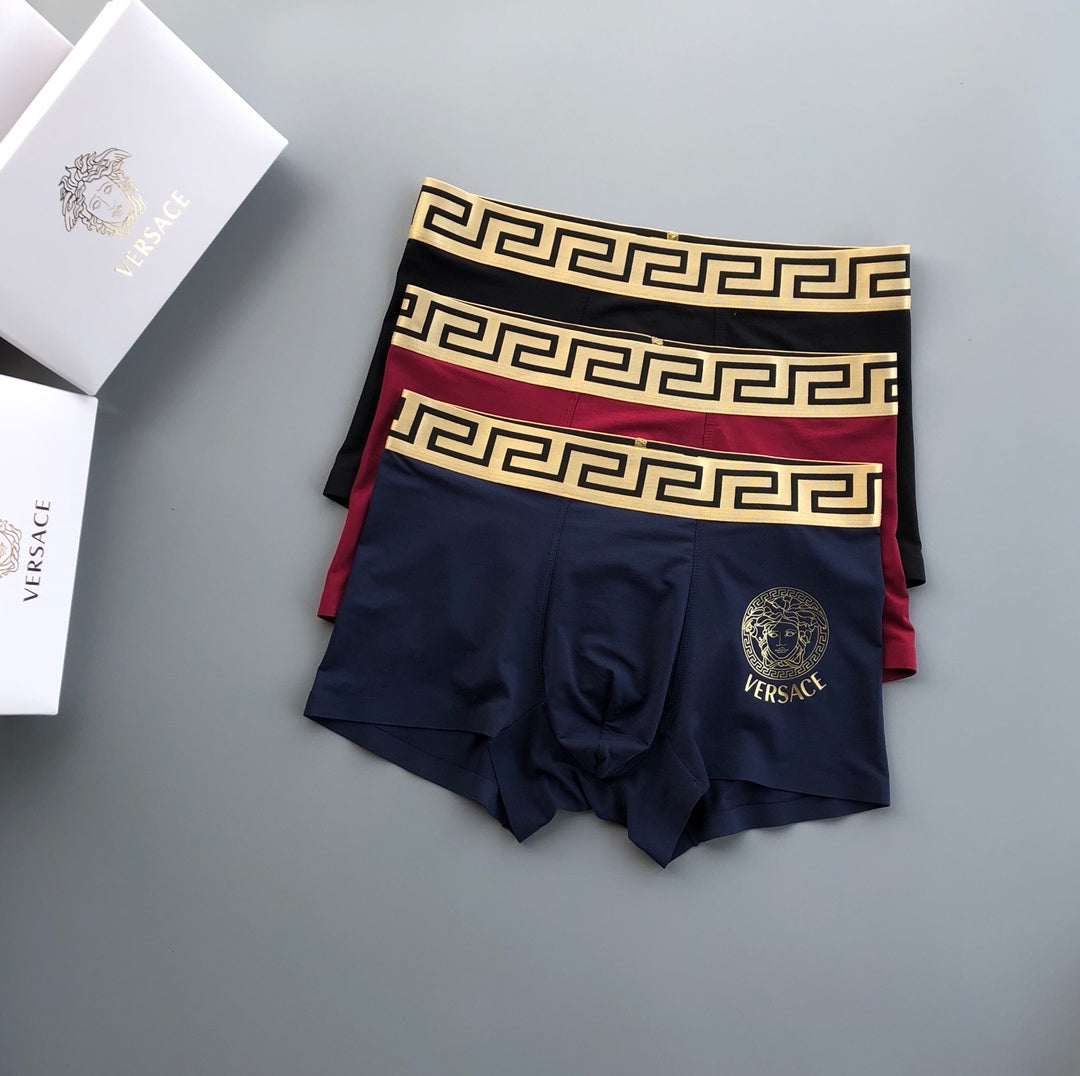 Versace Visible Branded Waistband Or Emblem Details Men's Boxer Briefs - 3-Piece Box
