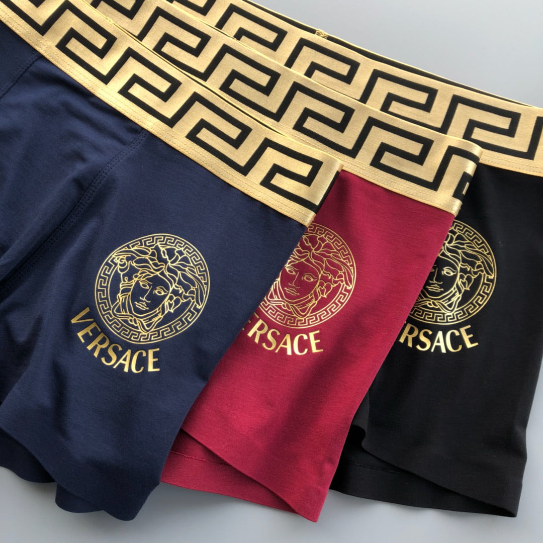 Versace Visible Branded Waistband Or Emblem Details Men's Boxer Briefs - 3-Piece Box