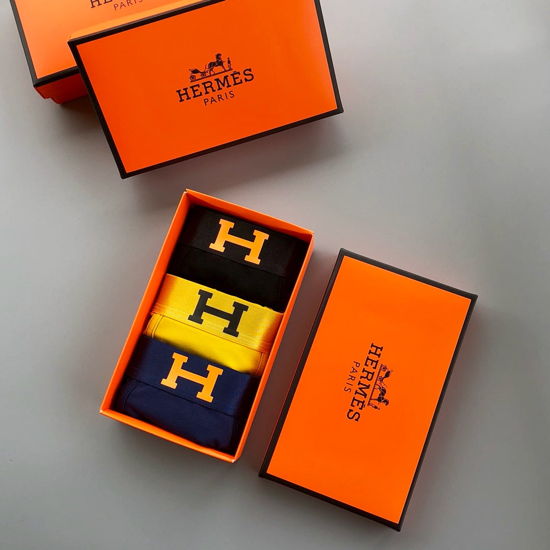 Hermes Cotton Men's Boxer Briefs - 3-Piece Box