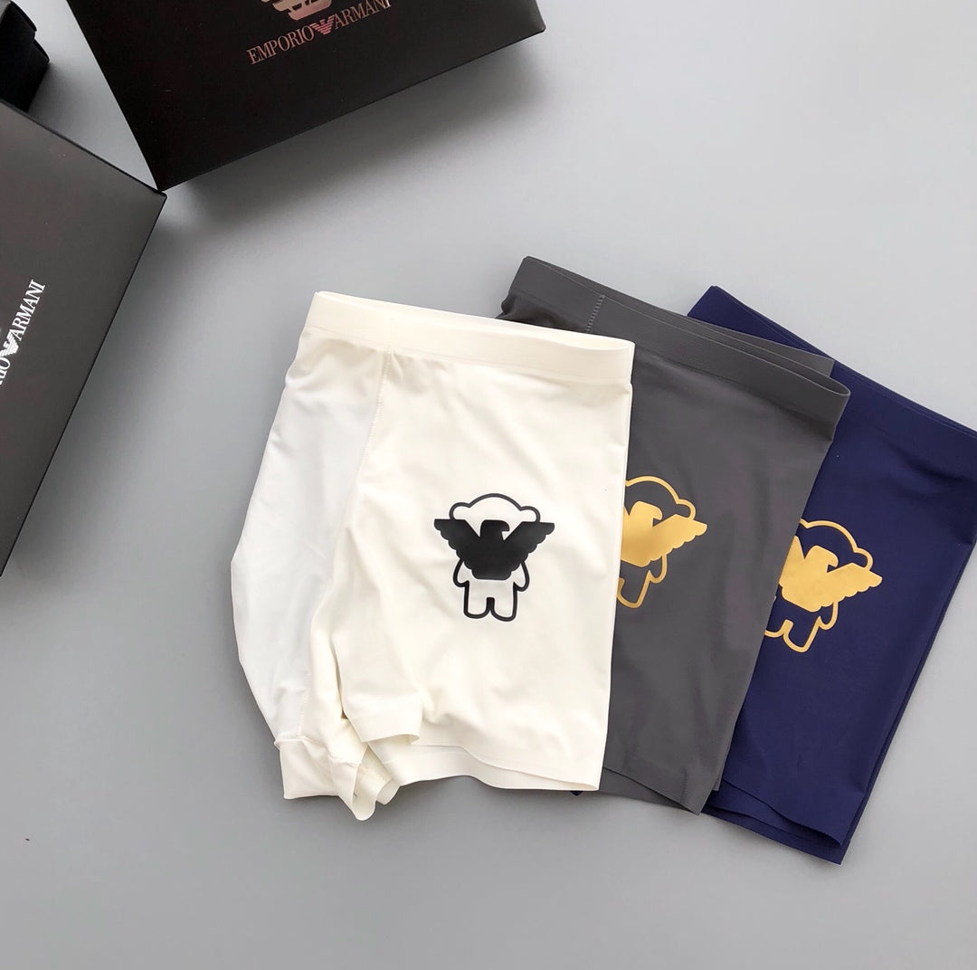 Armani Sheep-Style Patch Graphics Men's Boxer Briefs - 3-Piece Box