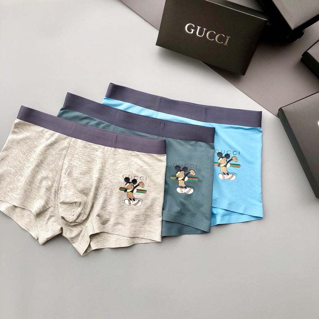 Gucci Cartoon Mouse Details Men's Boxer Briefs - 3-Piece Box