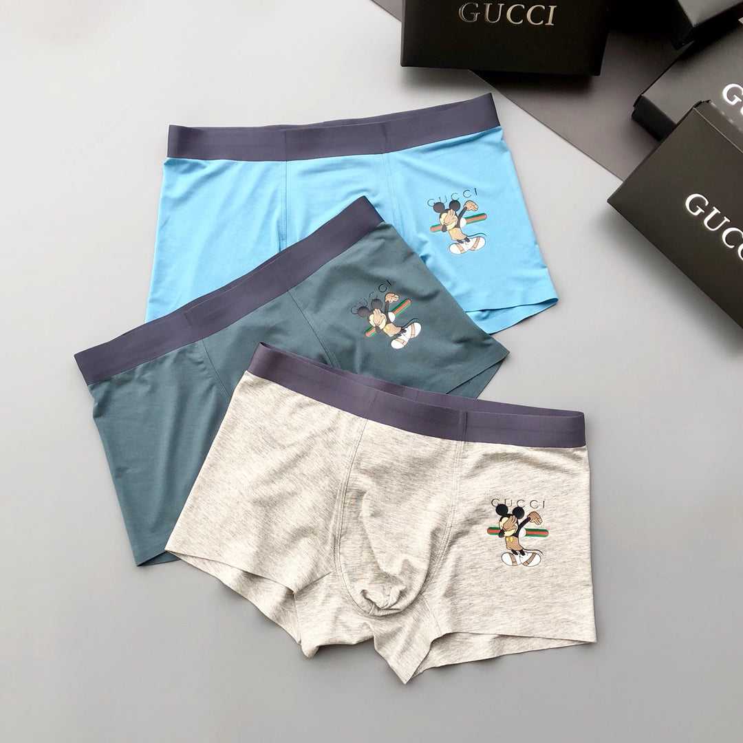 Gucci Cartoon Mouse Details Men's Boxer Briefs - 3-Piece Box