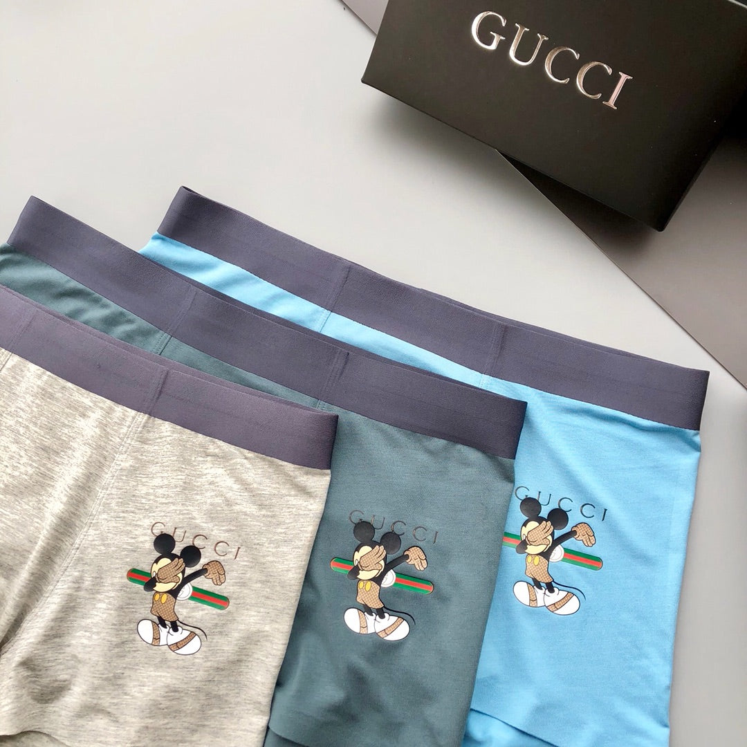 Gucci Cartoon Mouse Details Men's Boxer Briefs - 3-Piece Box