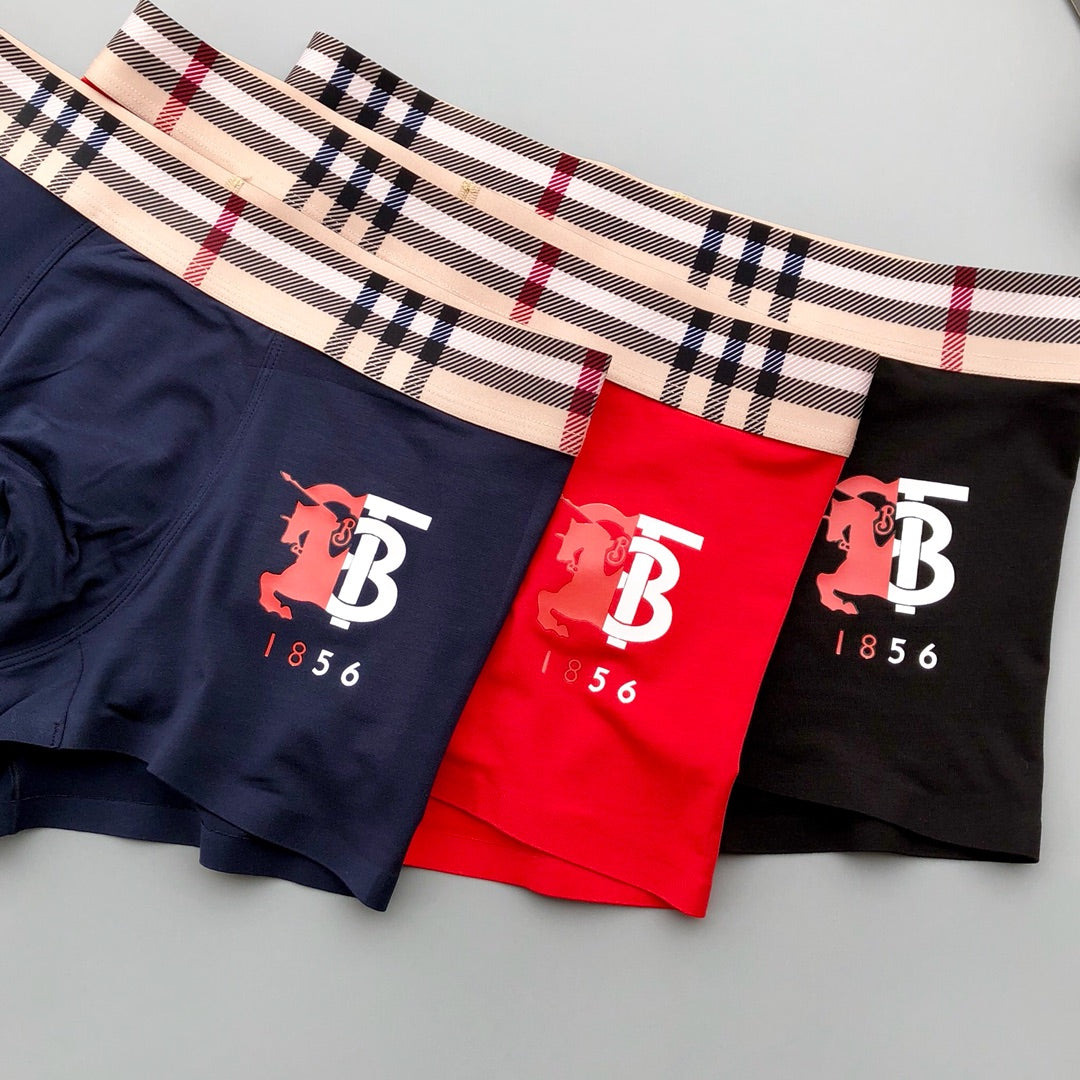 Burberry Visible Colour, Waistband And Emblem Details Men's Boxer Briefs - 3-Piece Box