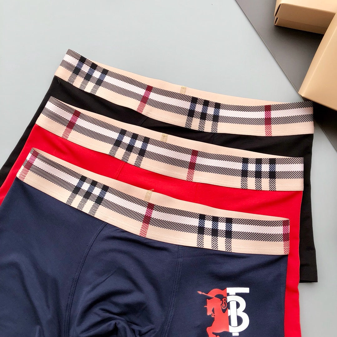 Burberry Visible Colour, Waistband And Emblem Details Men's Boxer Briefs - 3-Piece Box