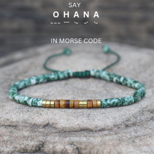 Badass Teacher Morse Code Bracelet | African Turquoise & Tiger Eye Heishi Beads | Teacher Appreciation Gift