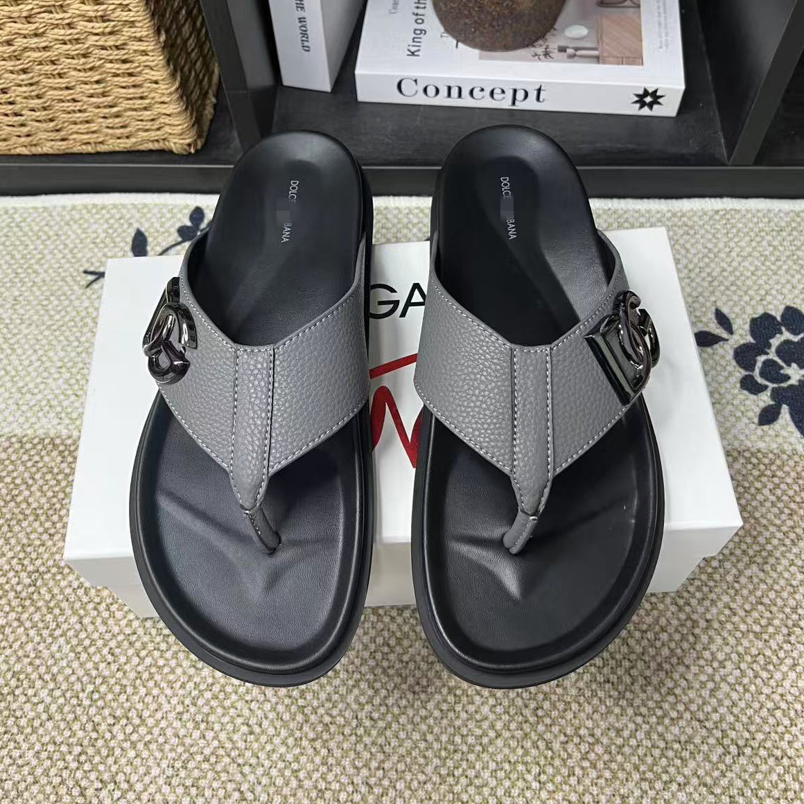 D*G  Premium Leather Casual Slippers - Designer Men's Slides in 5 Colors