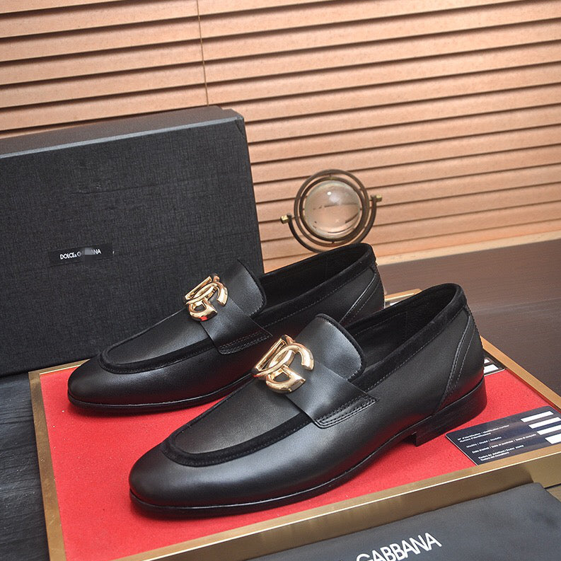 D*G  Premium Leather Casual Sneakers - Designer Men's Shoes in Black