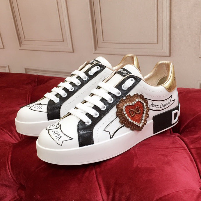 D*G  Luxury Genuine Leather Casual Sneakers - Italian Designer Unisex Shoes